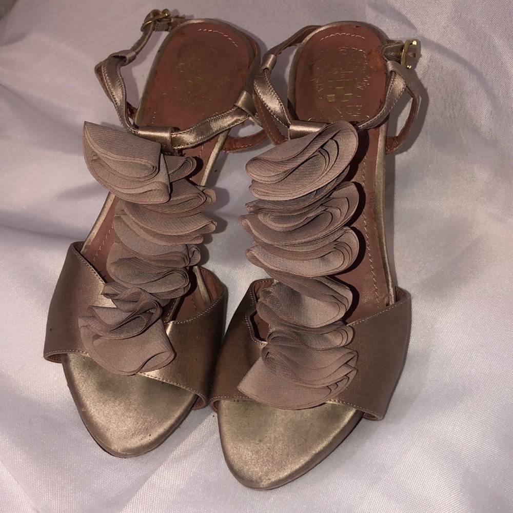 Vince Camuto T-Strap Floral Suede Sandals